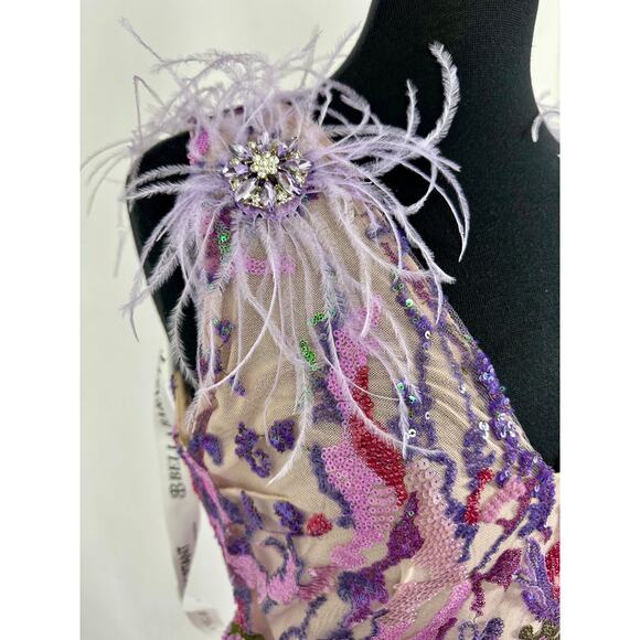 NWT Bella Barnett Loviy Purple Feather Sequin Mini Dress Size XL Cocktail Vegas - Picture 8 of 16